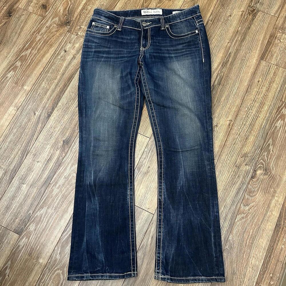 BKE Payton Women’s Jeans Bootcut Size 30R Dark Wash Western Boho Whiskering